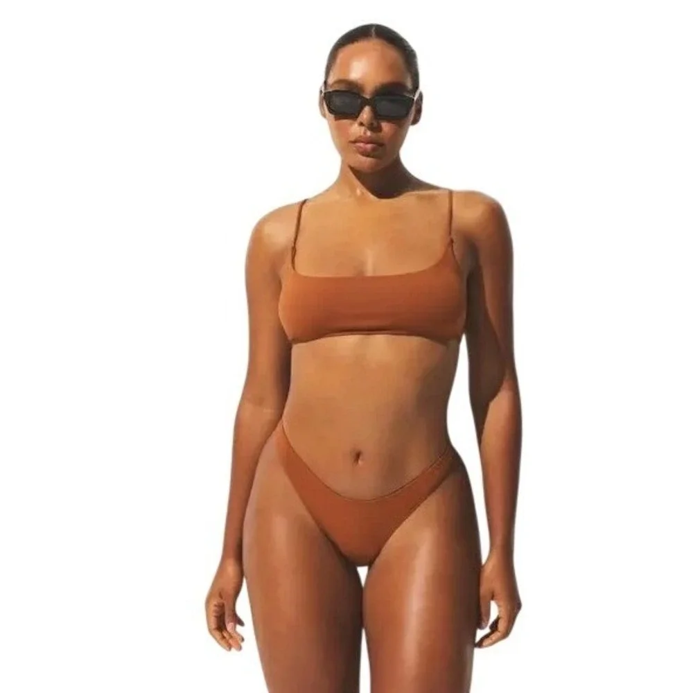 SKIMS Iconic Swim Dipped Bikini Bottom Bronze Small BB-BIK-9615W‎